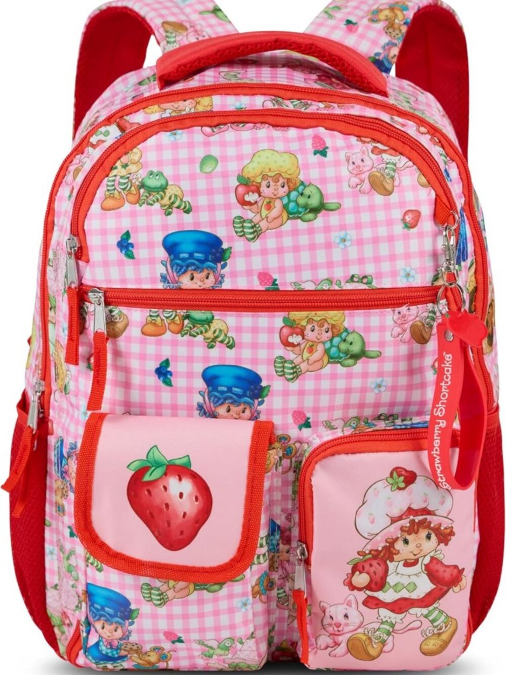 Cute Strawberry Shortcake Backpack for Girls, Multi Pocket Bookbag with Laptop